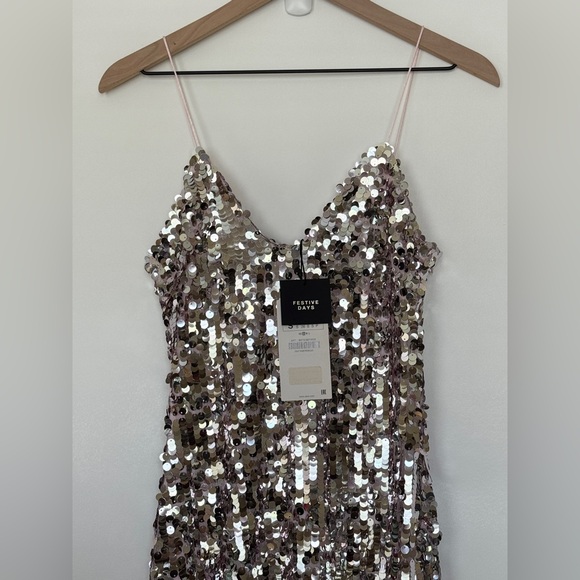 STRAPPY SEQUIN DRESS SILVER Silver Size Medium 9373/567 027/192 - Picture 3 of 13